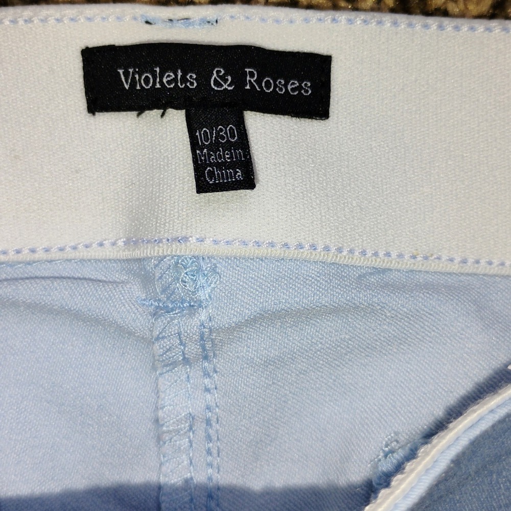 Violets & Roses Womens Cropped Chino Pants Size 10 Blue Casual Trousers- - Picture 4 of 4